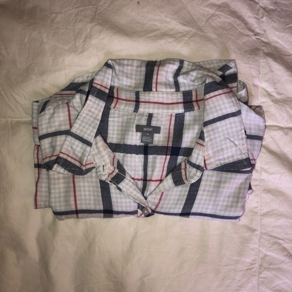 White and blue flannel from aerie